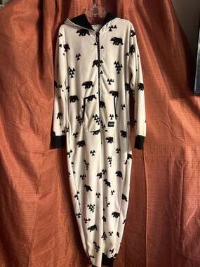 Tipsy Elves Beary Christmas unisex Fleece Holiday Onesie Jumpsuit with Ear Hood